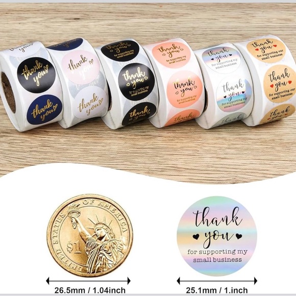 Thank You Sticker Roll Silver - Picture 3 of 4